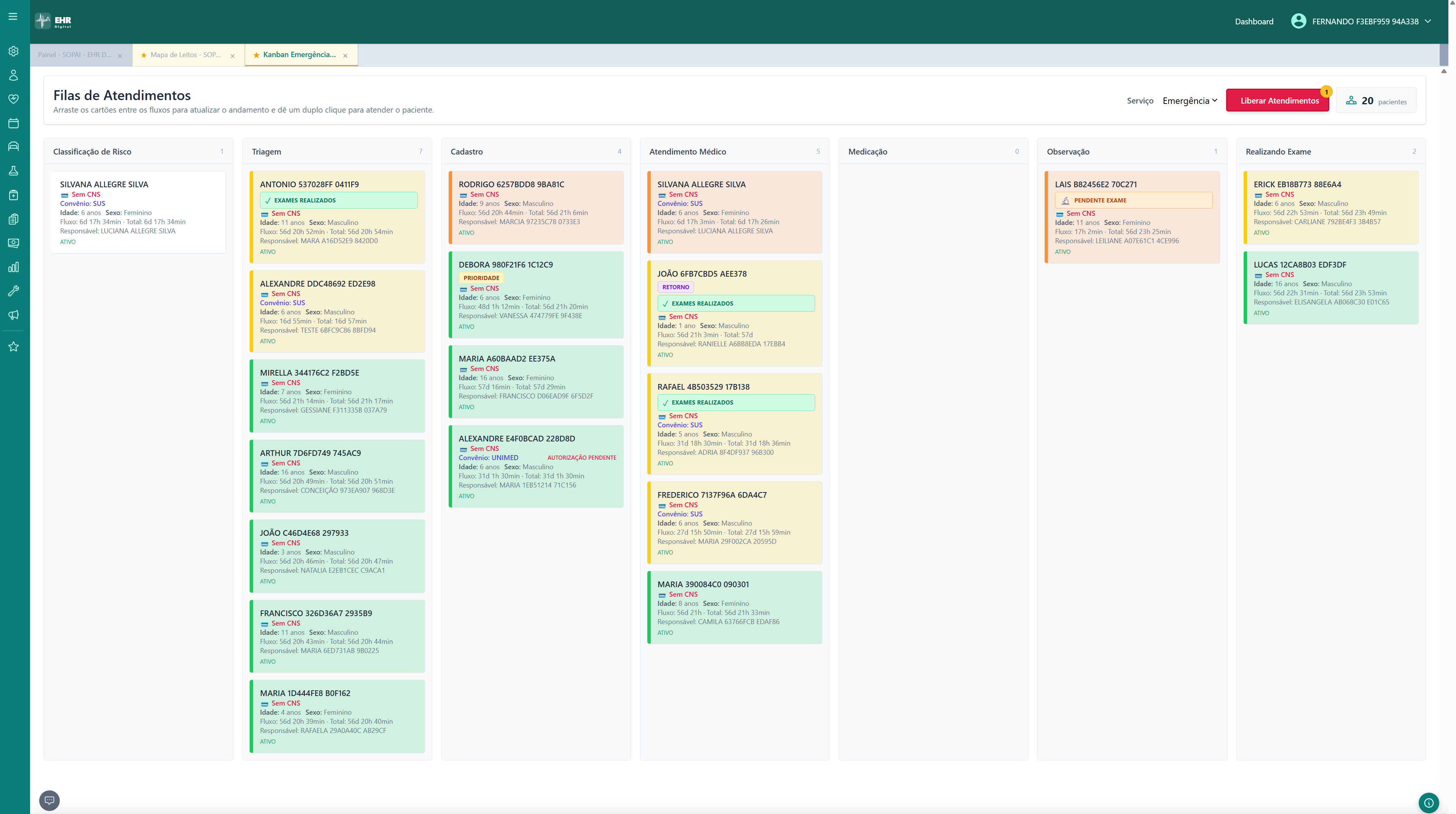Kanban da Emergência — EHR Digital