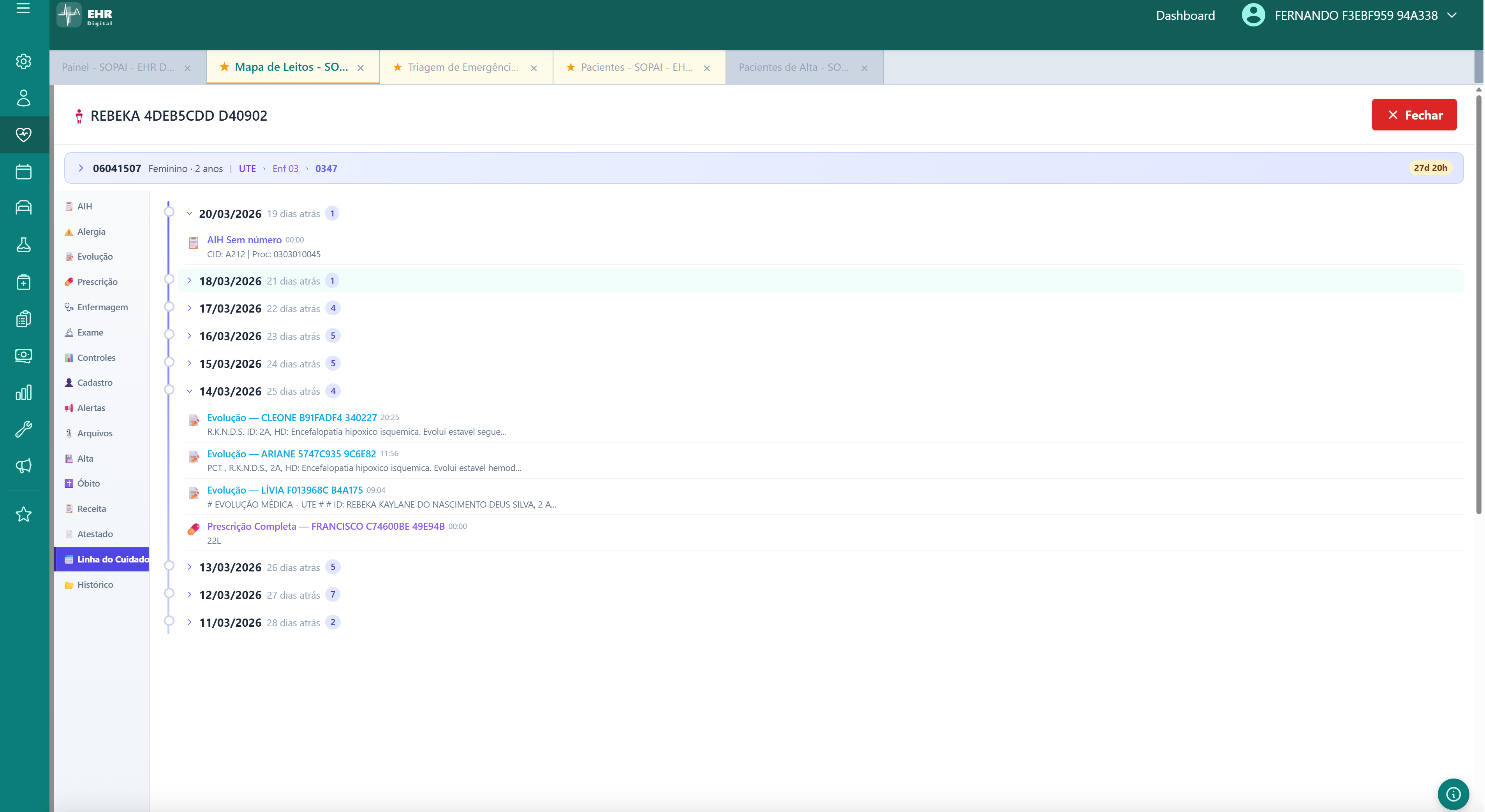 Linha do Cuidado — EHR Digital