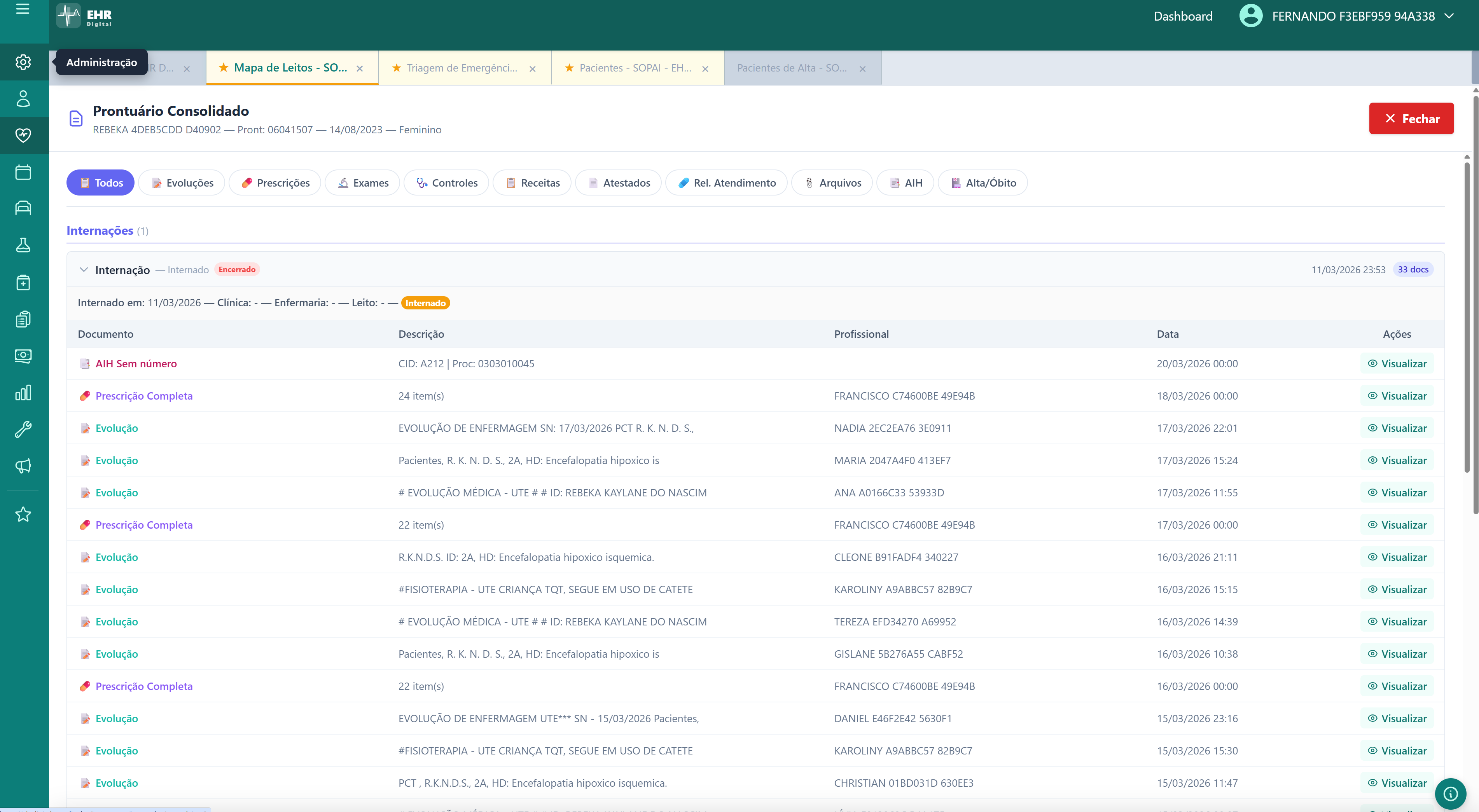 Prontuário Consolidado — EHR Digital